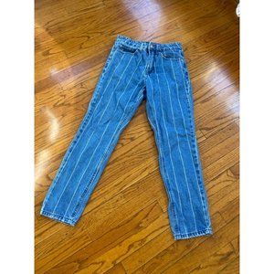 Stripe Denim Straight Leg Denim Jeans